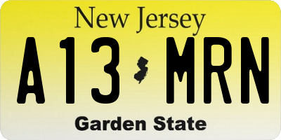 NJ license plate A13MRN