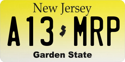 NJ license plate A13MRP