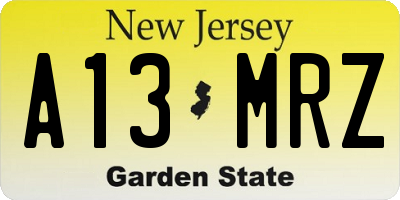 NJ license plate A13MRZ