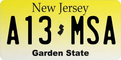 NJ license plate A13MSA