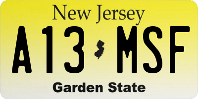 NJ license plate A13MSF