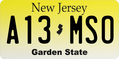NJ license plate A13MSO