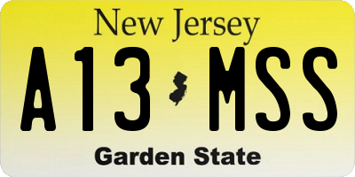NJ license plate A13MSS