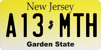 NJ license plate A13MTH