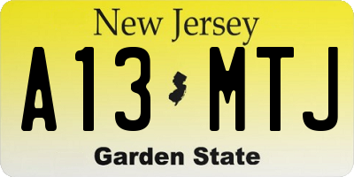 NJ license plate A13MTJ