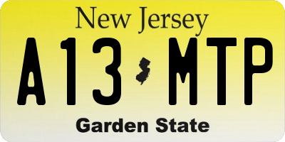 NJ license plate A13MTP