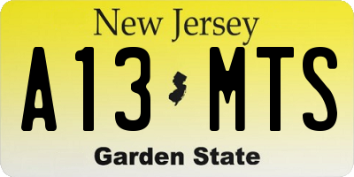 NJ license plate A13MTS