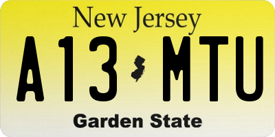 NJ license plate A13MTU