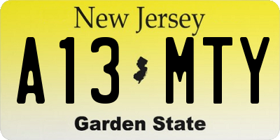NJ license plate A13MTY