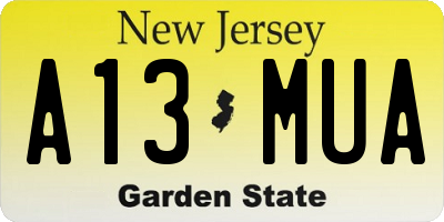 NJ license plate A13MUA