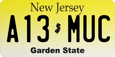 NJ license plate A13MUC