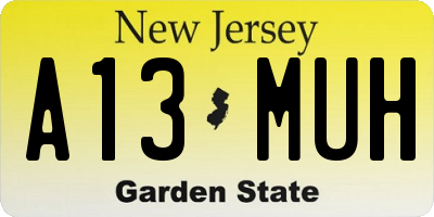 NJ license plate A13MUH