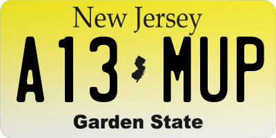 NJ license plate A13MUP