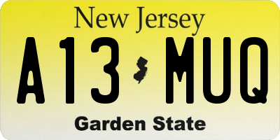 NJ license plate A13MUQ