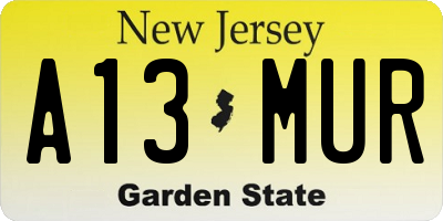 NJ license plate A13MUR