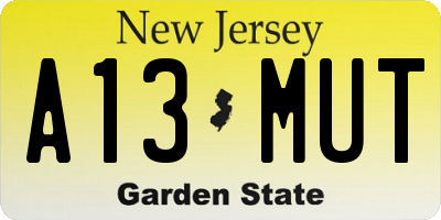 NJ license plate A13MUT