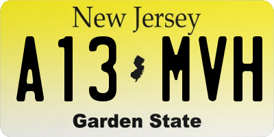 NJ license plate A13MVH