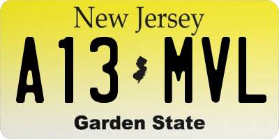 NJ license plate A13MVL