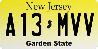NJ license plate A13MVV
