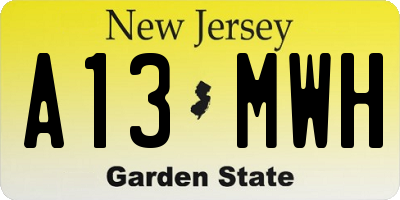 NJ license plate A13MWH