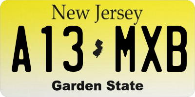 NJ license plate A13MXB