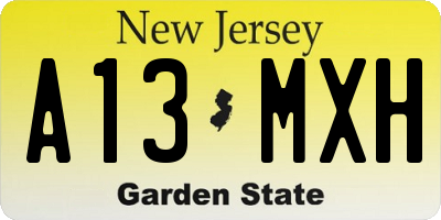 NJ license plate A13MXH