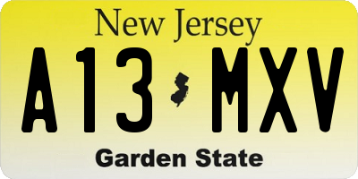 NJ license plate A13MXV