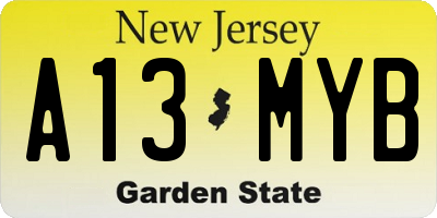 NJ license plate A13MYB
