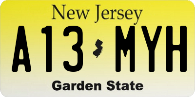 NJ license plate A13MYH