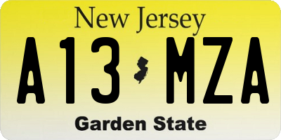 NJ license plate A13MZA