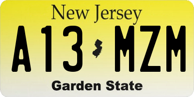 NJ license plate A13MZM