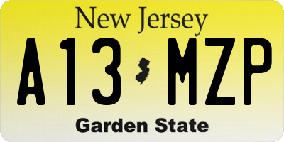 NJ license plate A13MZP