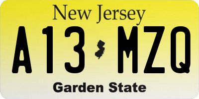 NJ license plate A13MZQ