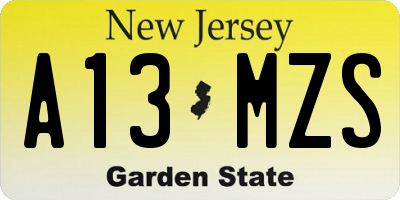 NJ license plate A13MZS
