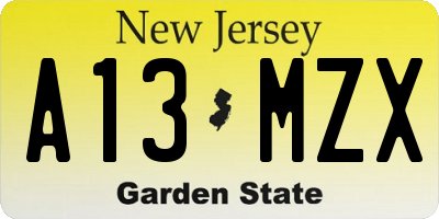 NJ license plate A13MZX
