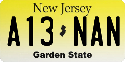 NJ license plate A13NAN