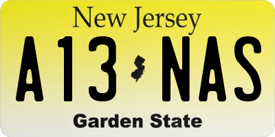 NJ license plate A13NAS