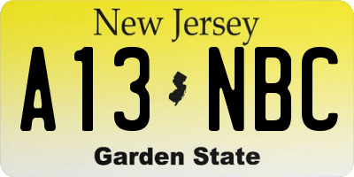 NJ license plate A13NBC