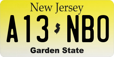 NJ license plate A13NBO