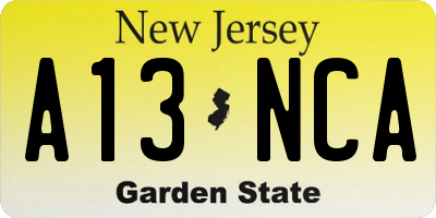 NJ license plate A13NCA