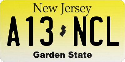 NJ license plate A13NCL