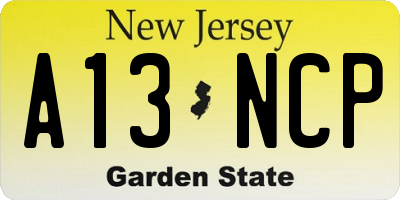 NJ license plate A13NCP