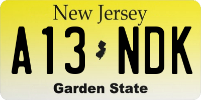 NJ license plate A13NDK