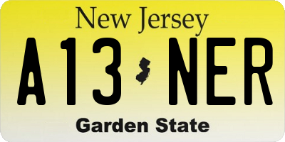 NJ license plate A13NER