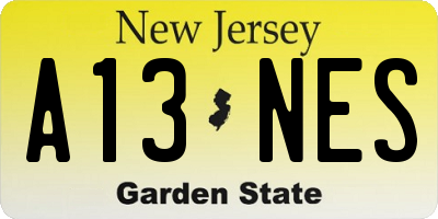 NJ license plate A13NES