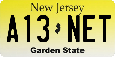 NJ license plate A13NET