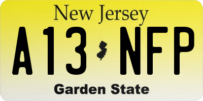 NJ license plate A13NFP