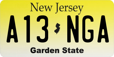 NJ license plate A13NGA