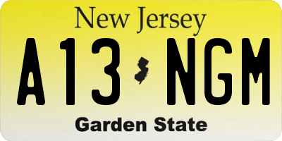 NJ license plate A13NGM
