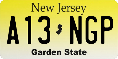 NJ license plate A13NGP